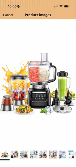 All-in-One Blender Food Processor, 10-in-1 Blenders for Kitchen Smoothies Blender for Ice Crushing, Dough Making, Chopping, Grinding, Slicing & Shredd