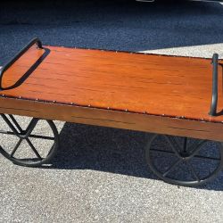 Stylish Wagon with Wheels Coffee Table