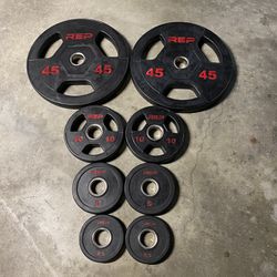 125 lbs Weights set - REP Fitness Rubber Coated Olympic 2” Weight Plates