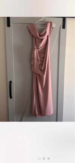 XSCAPE Dusty Rose Satin Maxi Formal Gown