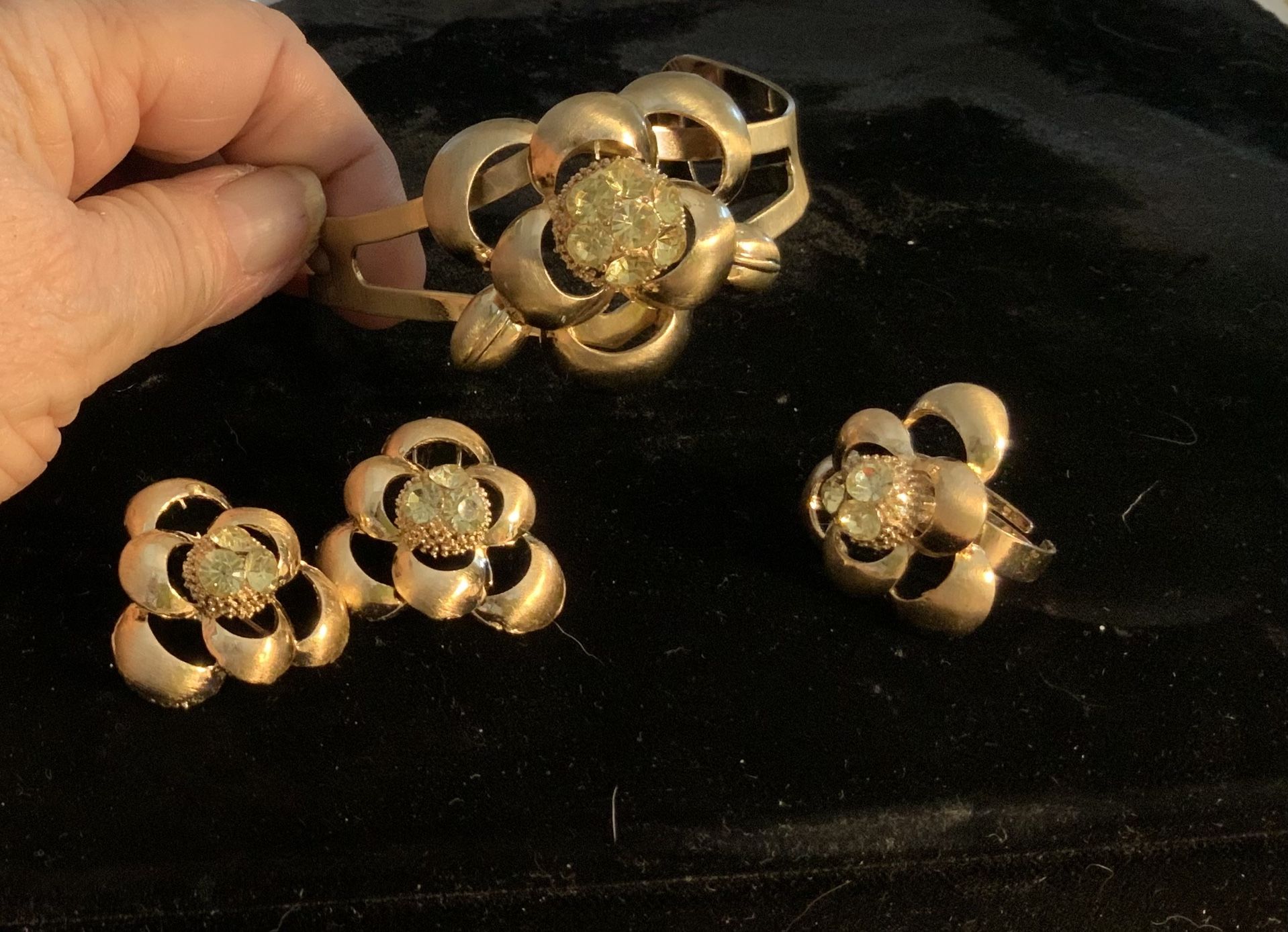 vintage citrine bracelet earring ring set