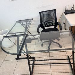 Mesa De Oficina De Cristal En Forma De L