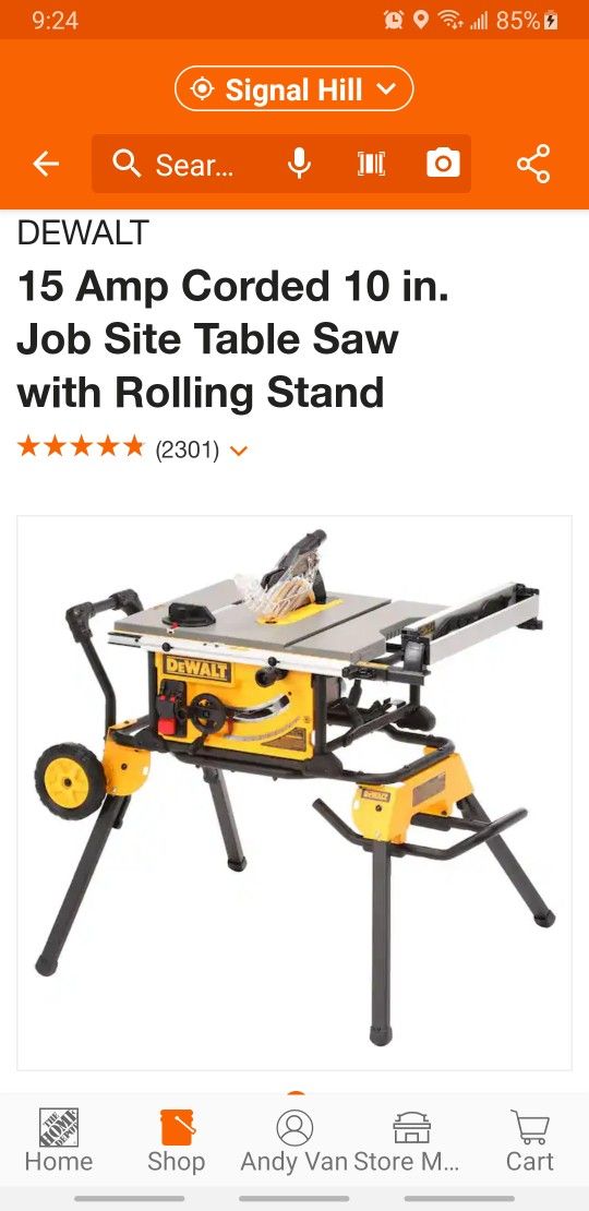 dewalt 10 inch table saw with stand