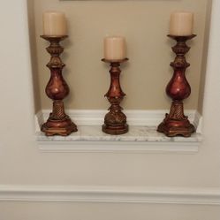 Decor Three Candle Holders And Three Candles
