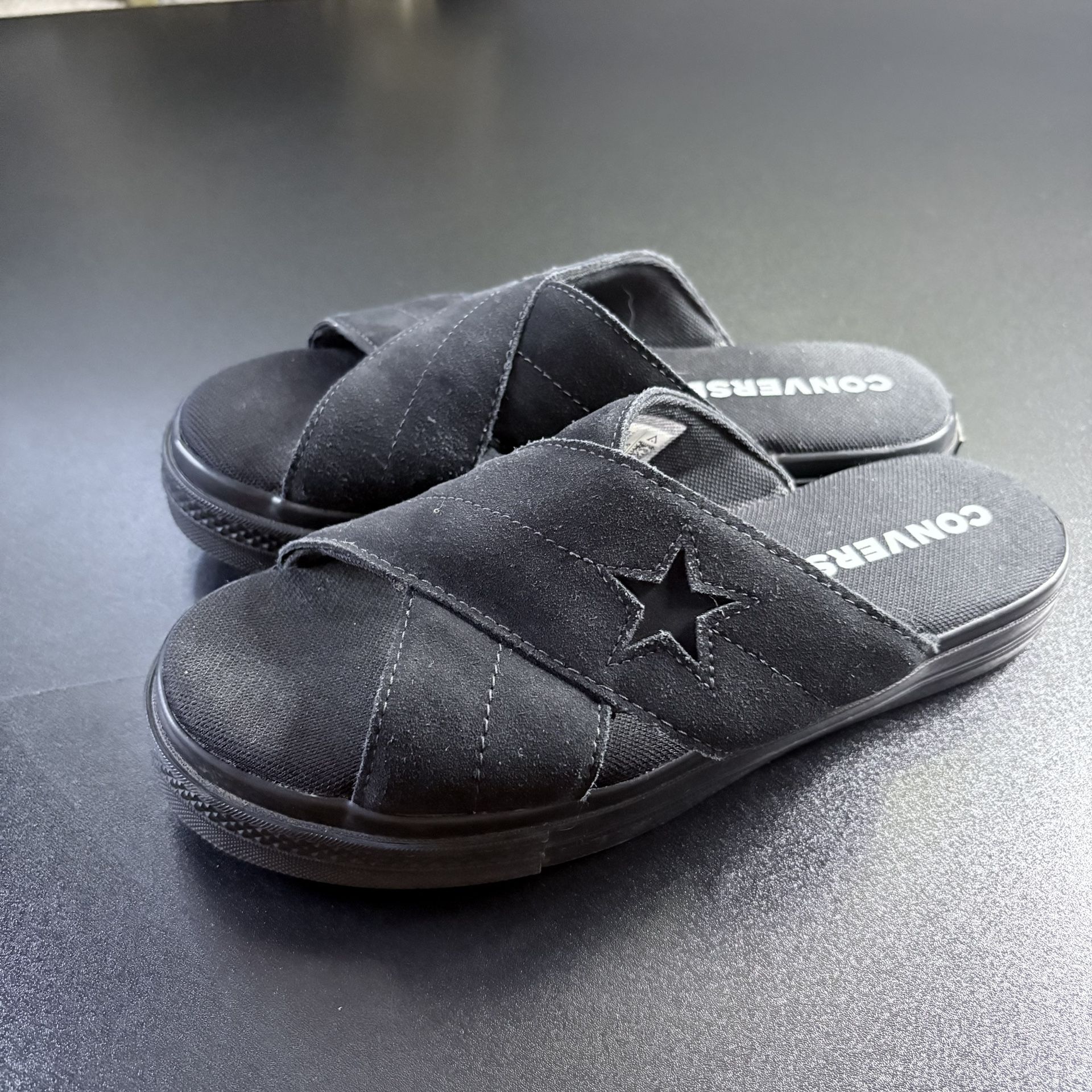 Converse One Star Women's 7.5 Sandal Suede Slip Shoes Black 564149C grungy punk