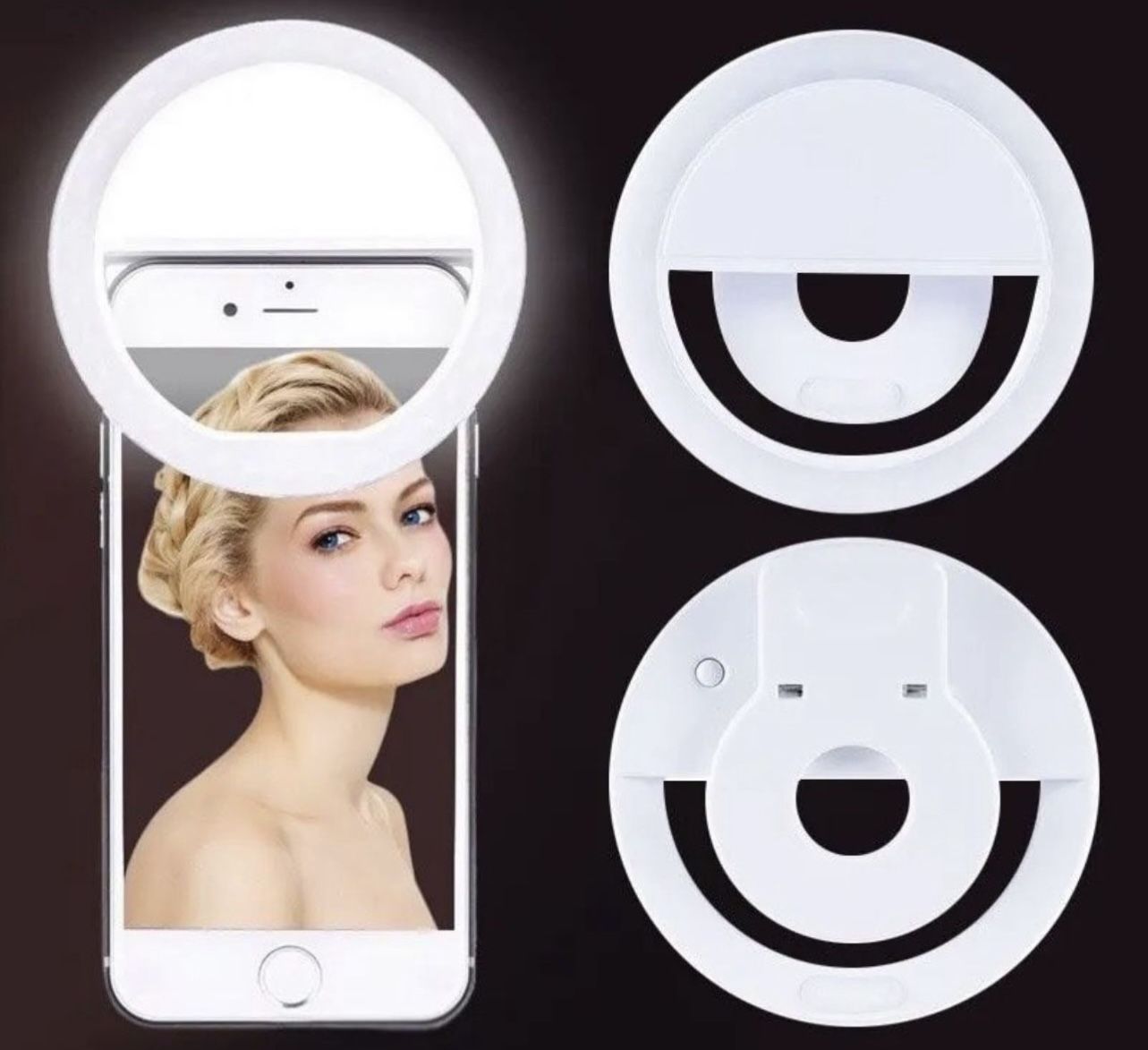 LED Light Ring with USB Phone Charger Selfie Light Compatible with iPhone Samsung Xiaomi Poco