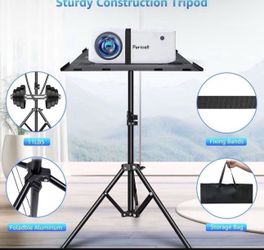 Projector Tripod Stand, Adjustable Height 23" to 61", Foldable Laptop Tripod, Tripod for DJ Equipment / Projector, Heavy Duty Projector Tripod for Off