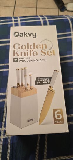 Gold Kitchen Knife Set with Block
