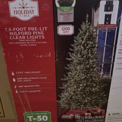 7.5ft Artificial Christmas Tree- Prelit with White Lights