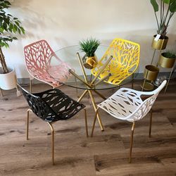 Modern Gold Glass Dining Set Pick A Color