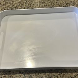 Nice tray  .. no stains or odors..19x13.5x2 fiber glass $15.00 firm