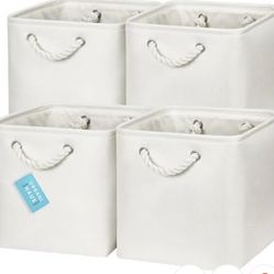 OrganiHaus 11x11 Cube Storage Bins 4 pack, Foldable Cube Storage Organizer w/ Rope Handles, Collapsible Fabric Bins for Toys, Clothes & Closet Organiz