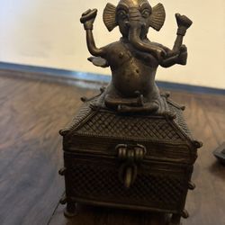 Antique Indian Brass Square Box