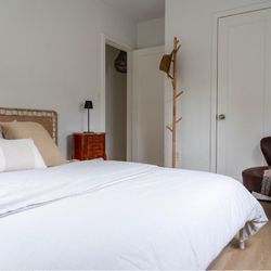 Queen IKEA Bed with Rattan Backrest + Mattress