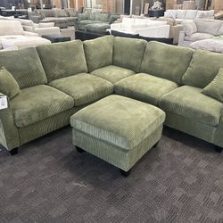 Green L Shaped Sectional 