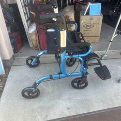 Goplus Folding Rollator Walker with Seat & 8'' Wheels Supports up to 300 lbs Black