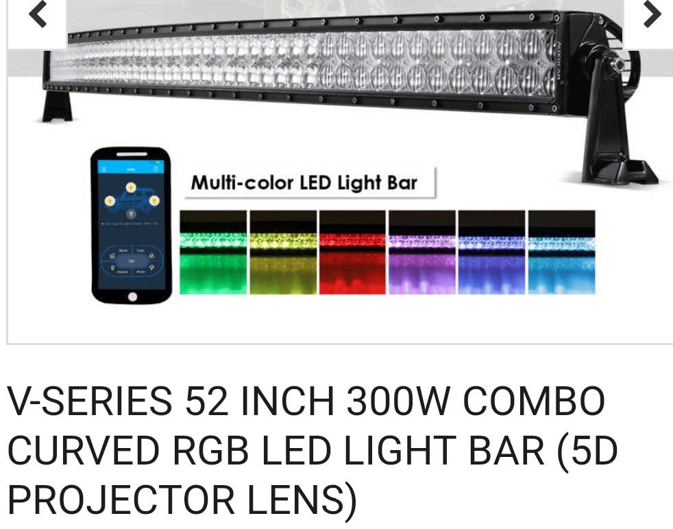V - Series 300 watt combo curved RGB LED light bar ( 5 D projector lens)