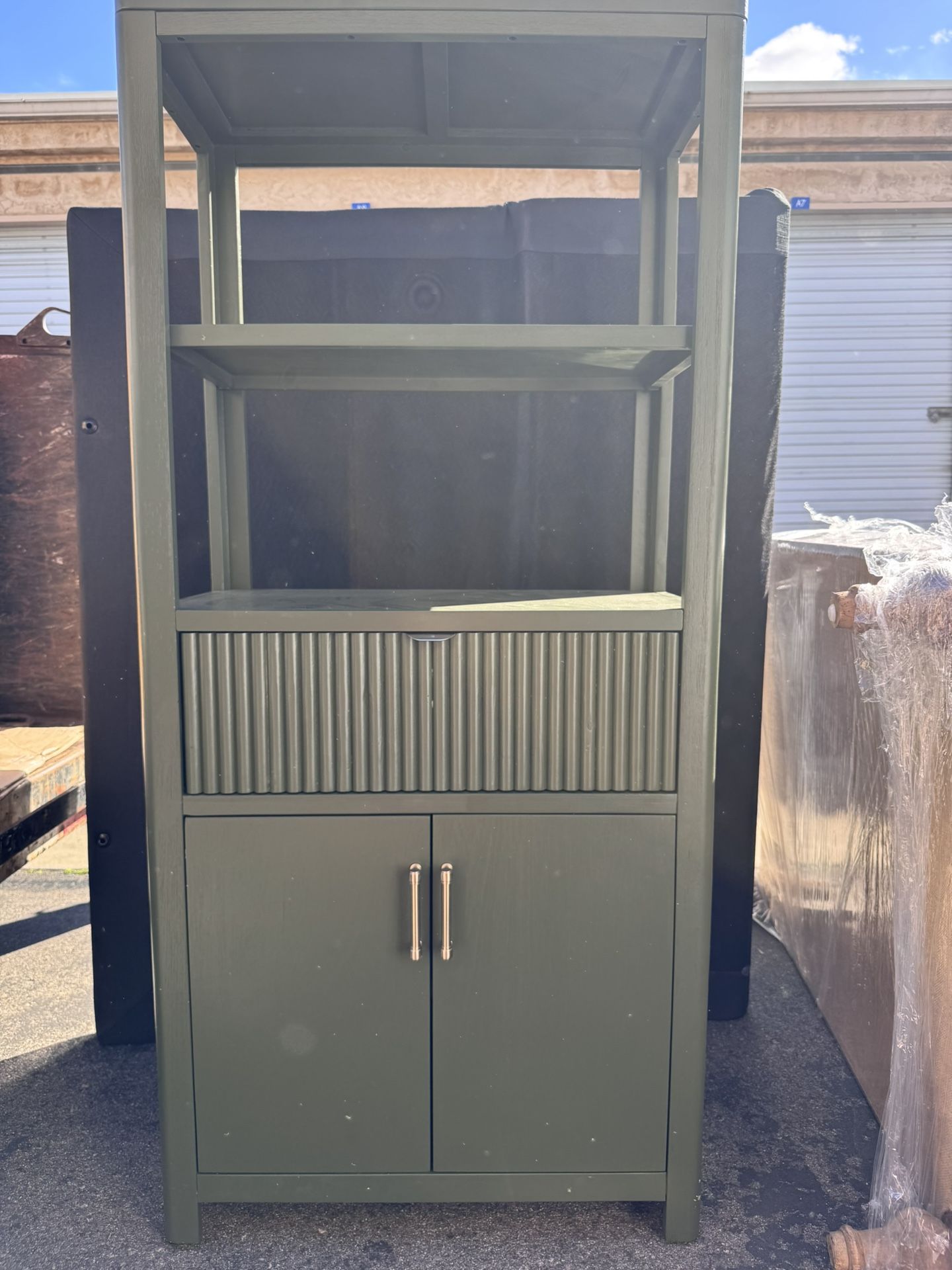 Green Cabinet Shelf And Drawer