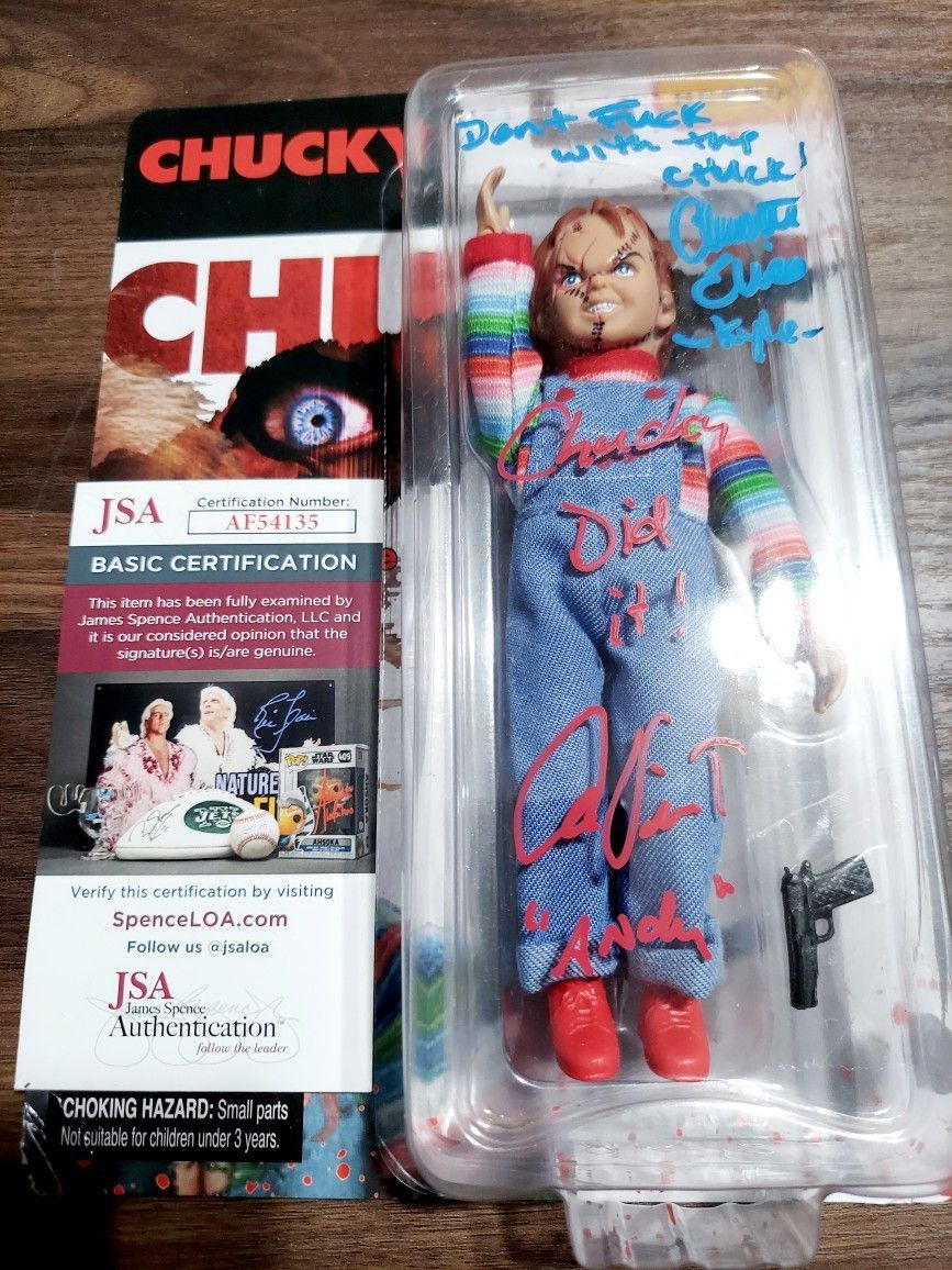 Christine Elise and Alex Vincent autograph chucky toy with Jsa COA