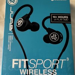 JLab Fit Sport 3 Wireless Fitness Gym Earbuds, Bluetooth 4.2, 6 Hour Battery Life, Flexible Memory Wir