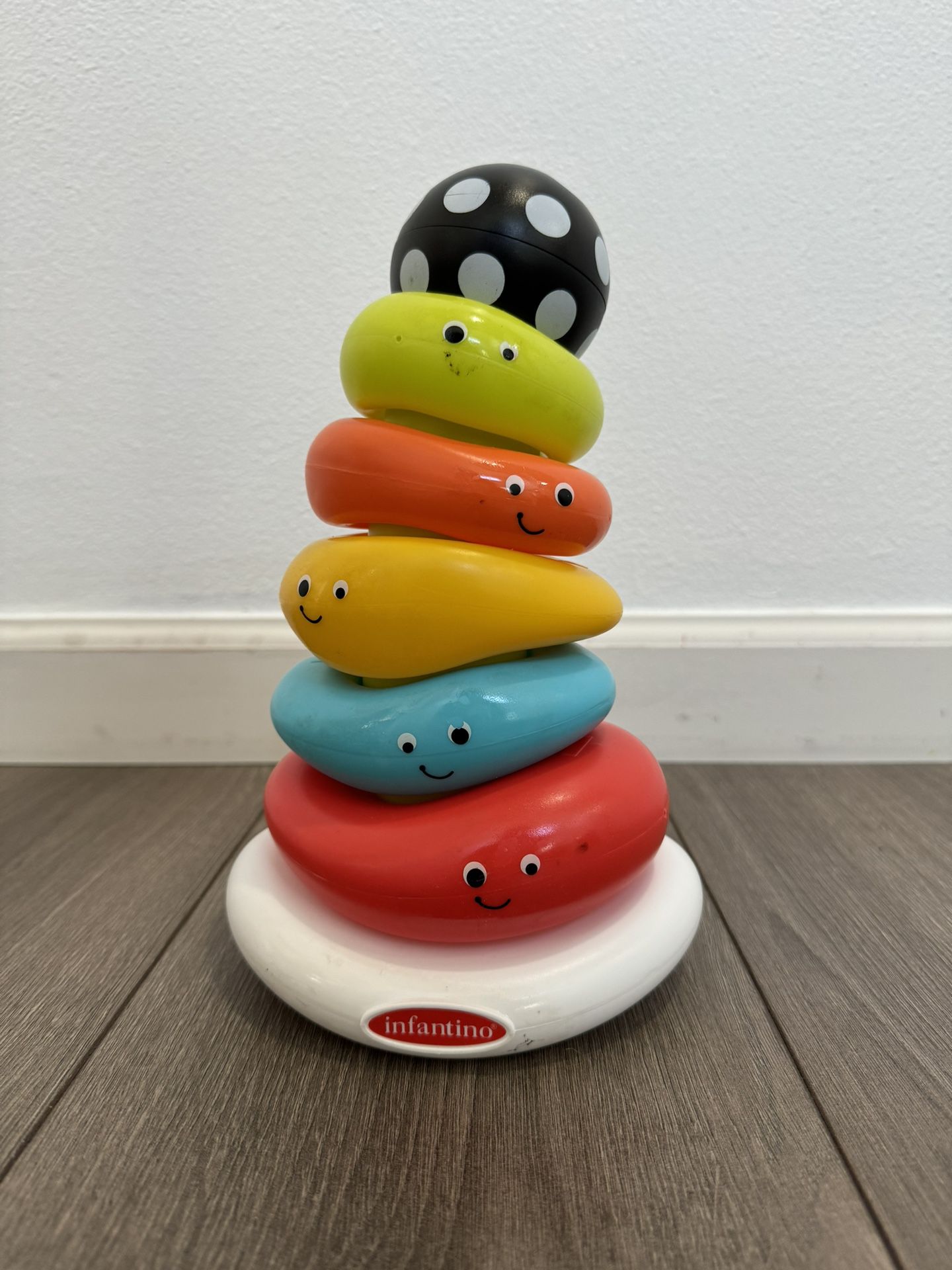 Infantino Funny Faces Ring Stacker Colorful Baby and Toddler Toys for Motor Skills
