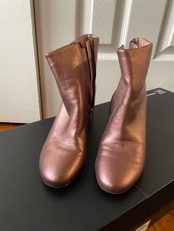 Metallic Rose Gold Ankle Boots