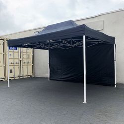 (New) $160 Heavy Duty EZ Pop-up Canopy 10 x 15 FT with (1 Sidewall, Carry Bag) White or Black