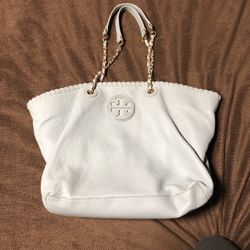 Tory Burch Taylor Seltzer Blue Leather Tote