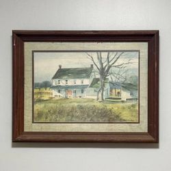 Vintage Ranulph Bye (1(contact info removed)) Farmhouse Scene Print Signed And Framed