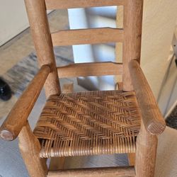 Vintage Light Oak Doll Rocking Chair