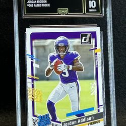 2023 Donruss 💥 Jordan Addison 💥 Rated Rookie GMA 10 💎 Mint - Minnesota Vikings 