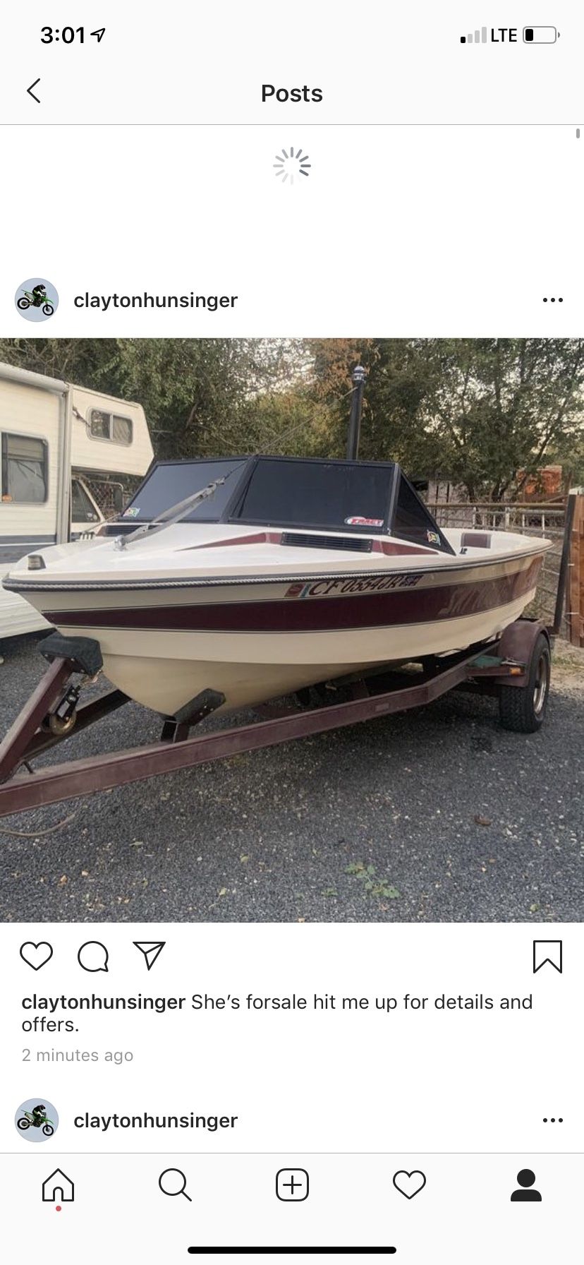 1988 Ski Nautique 2001 competition ski boat