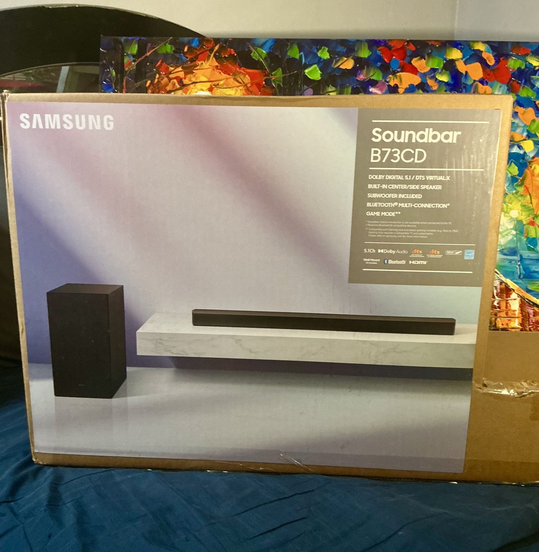 Samsung HW-B73CD 5.1ch Soundbar Home Theater System | Dolby Audio & DTS Virtual:X | Wireless Subwoofer | Adaptive Sound | Game Mode