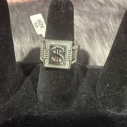 925 Silver Dollar Sign Ring For Men 