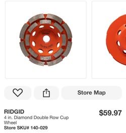 RIDGID 4 in. Diamond Double Row Cup Wheel