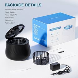 Ultrasonic Retainer Cleaner Machine- 45kHz Denture Cleaner, 200ML Dental Cleaning Pod for Aligners, Mouth Night Guards, Toothbrush Heads & Jewelry, 4 