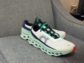 On Running Cloudmonster Men's Size 10 Undyed White Creek Mint Green