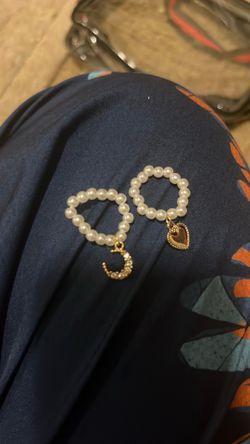 2 pcs pearl rings adjustable