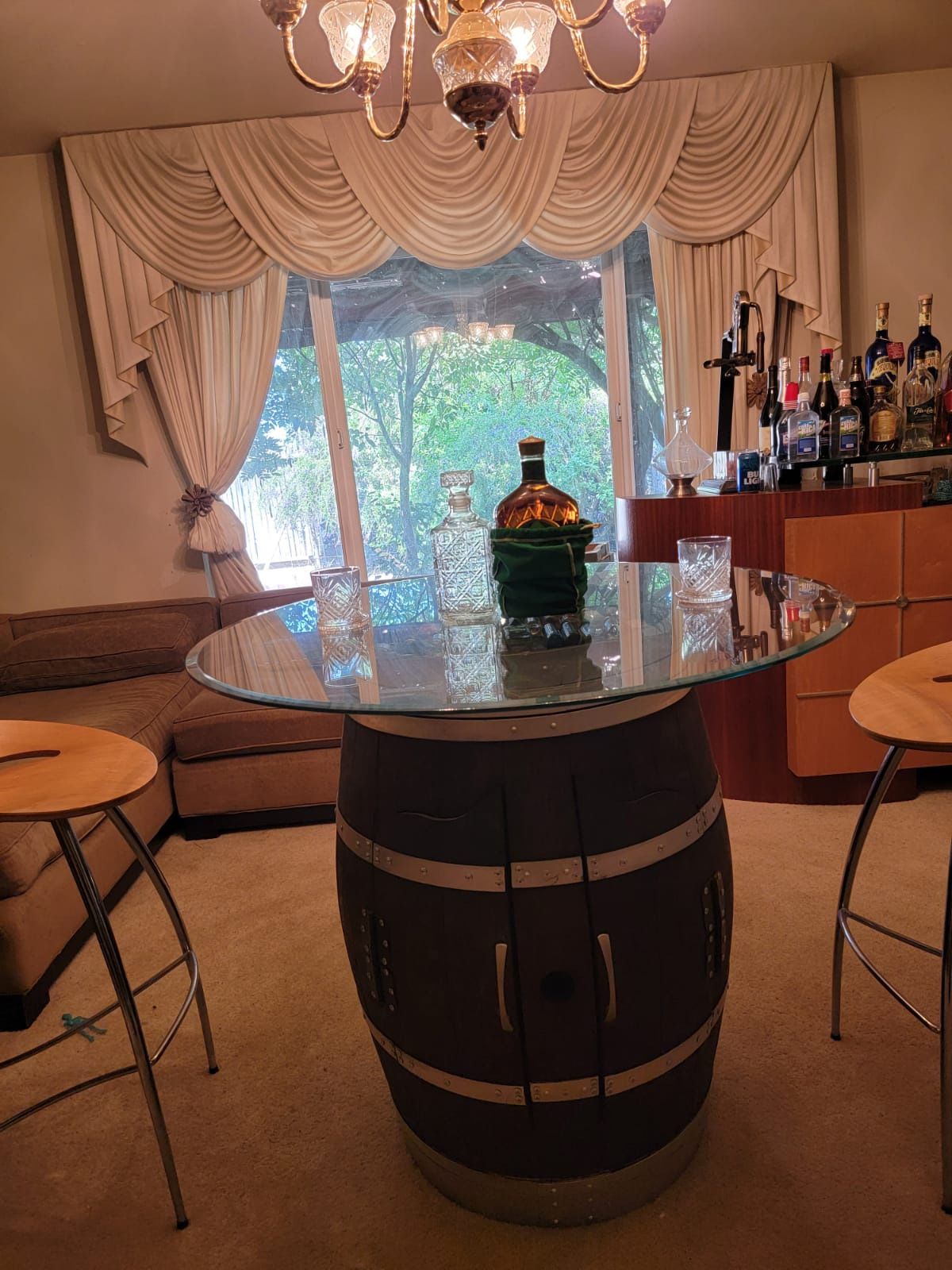 Bar Made Out Of Oak Wine Barrel 