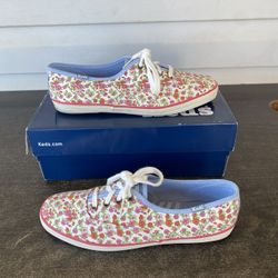Vintage KEDS Floral Canvas Sneakers WF46397 Womens Sz 7 Tennis Shoes