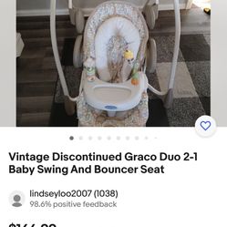 Vintage Discontinued Graco Duo 2-1 Baby Swing And Bouncer Seat