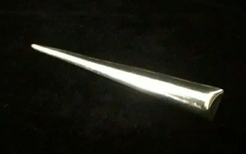4" x 16mm x 6mm Handcrafted 3-D Tapered Spike Solid Sterling Silver Modernist Pin Brooch, Mexico