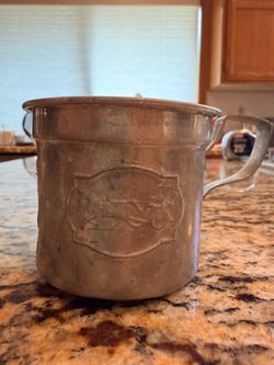 Vintage Aluminum Circus Child’s Mug Elephant Clown Drummer Horse Chariot Cup