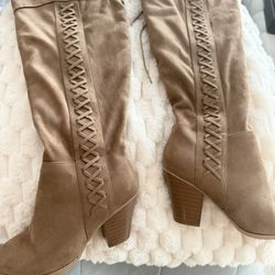 Sexy Brown Suede Boots Knee High