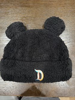 Disney Black Sherpa Mickey Ear Beanie Hat - Parks One Size