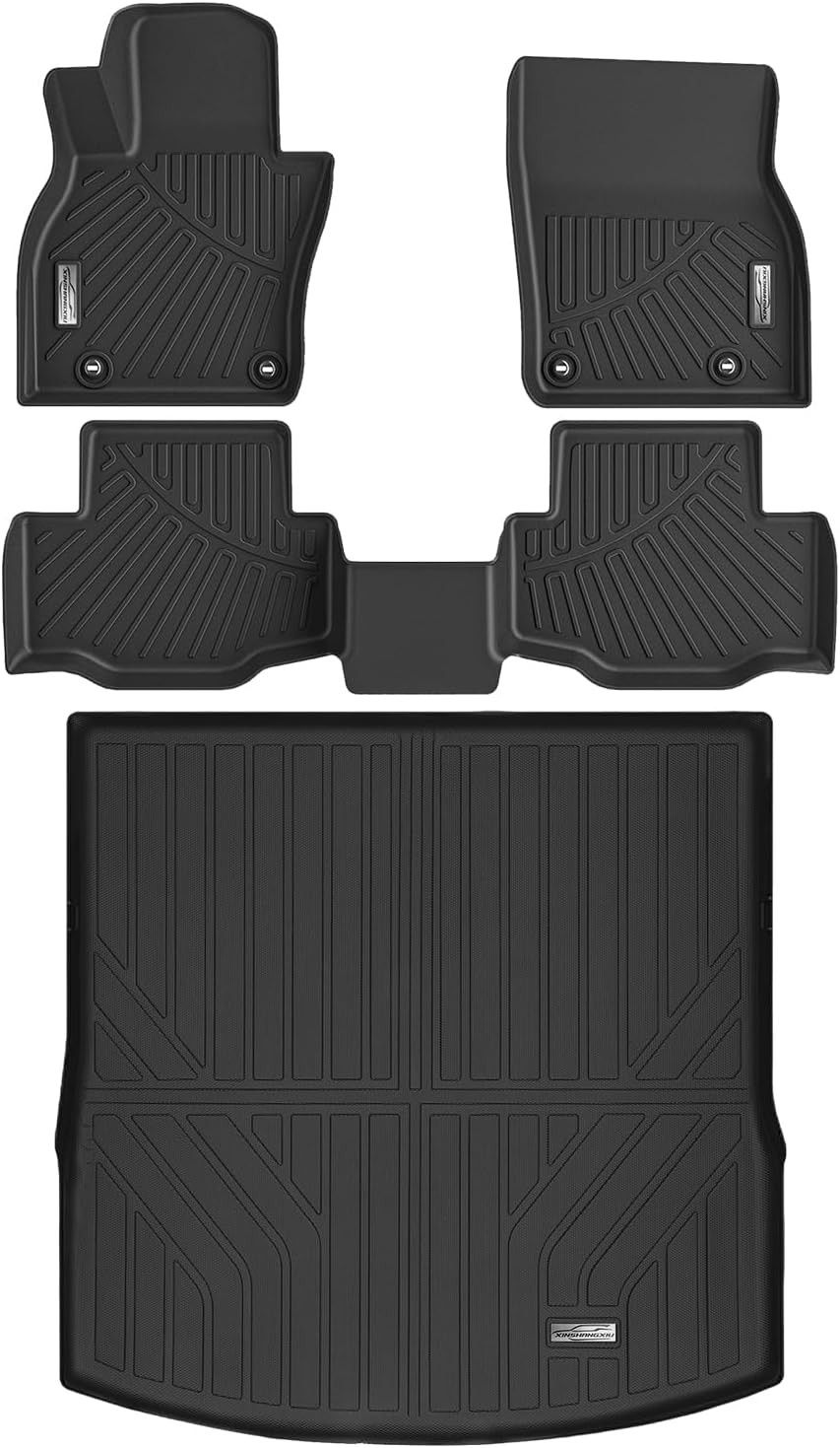 Floor Mats & Cargo Liner for 2025 Mazda CX-70 CX70 PHEV,1st 2nd Row with Trunk Mat,TPE All Weather Protection Slush Floor Liner Black