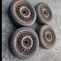 4 — 195/60r14 4x100 4x3.94 Stock Honda Civic Fit Miata Xa Xb Ia Corolla Wheels Rims Good 80% Treads Tires !