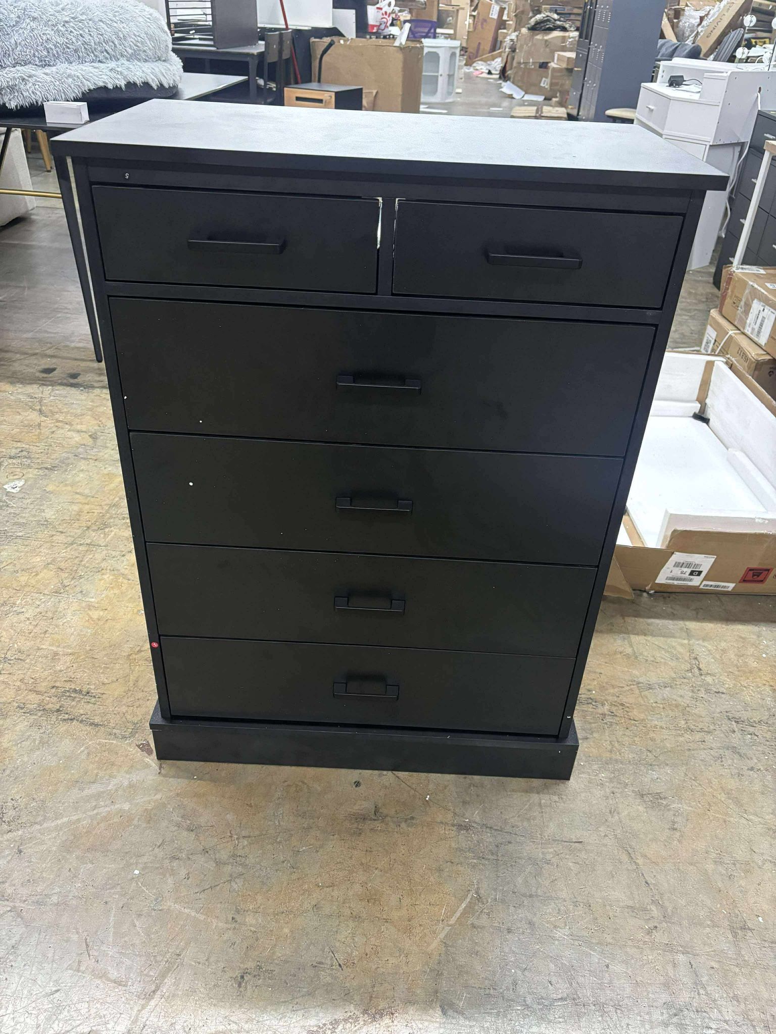 Tall Dresser With 6 Storage Drawers Sturdy Base Black