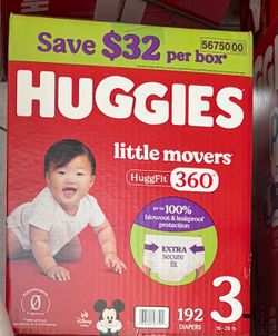 192-count of Huggies Little Movers HuggFit 360° size 3.
