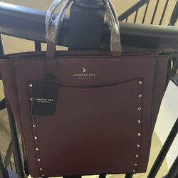 London Fog Plum Tote NWT